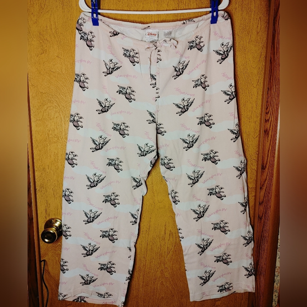 Disney Winnie The Pooh Pink Pajama Pants with Piglet Print M